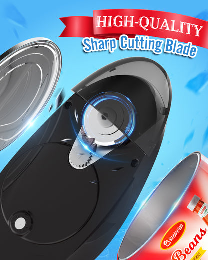 Electric Can Opener, Hand Free Can Opener Easy Open Any Can Sizes with Smooth Edge, Food-Safe Portable Battery Operated Electric Can Openers (Black)